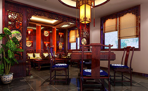 静海古典中式风格茶楼包间设计装修效果图